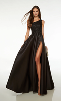 A-Line One-Shoulder Lace High Slit Evening Dress - Chloe Dress