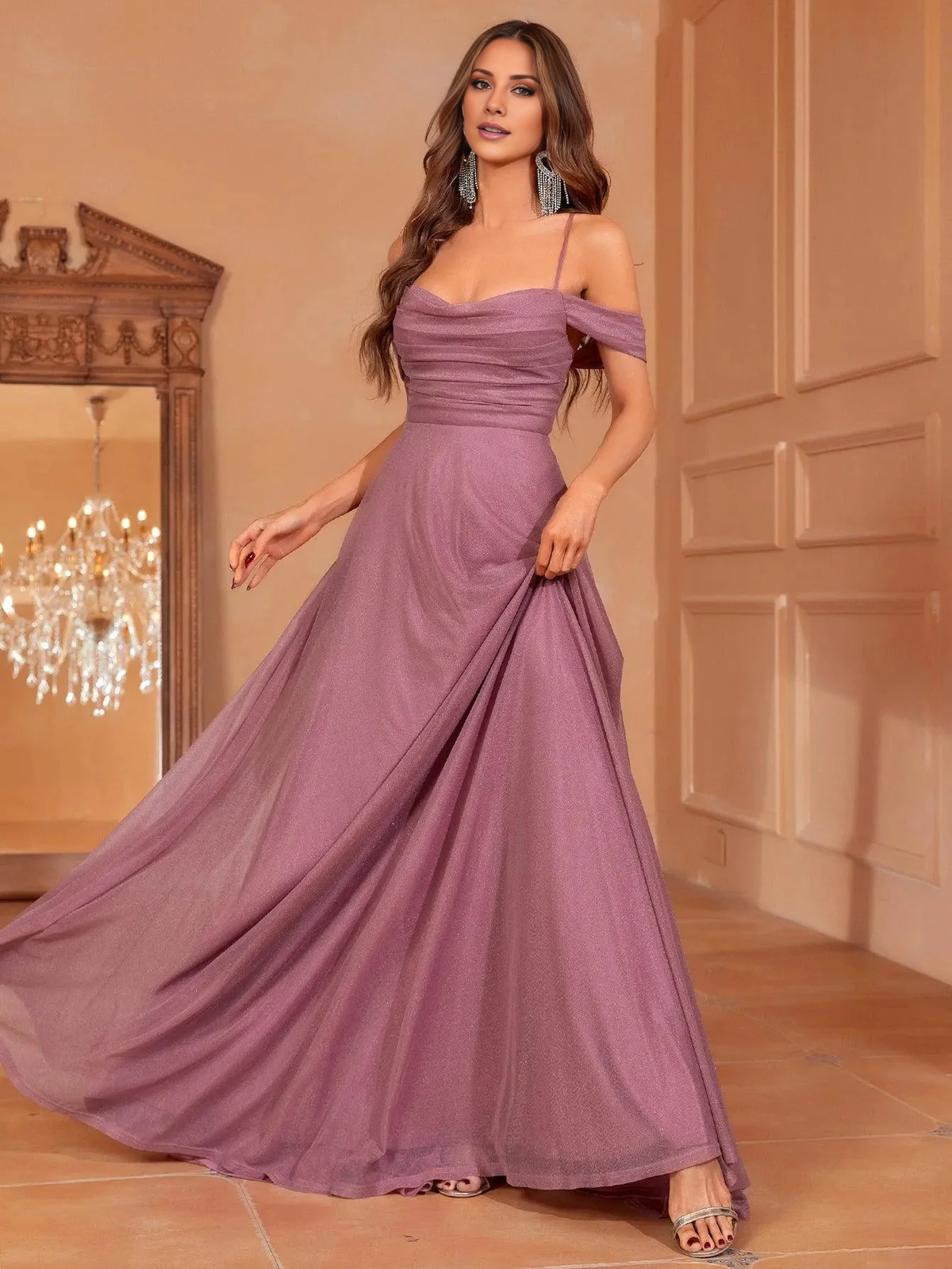 Lace Lace-Up Back Pleated Floor-Length Formal Dress - Chloe Dress