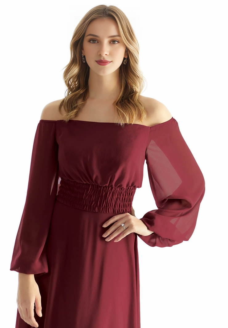 A-Line Off-Shoulder Chiffon Pleated Wedding Dress - Chloe Dress