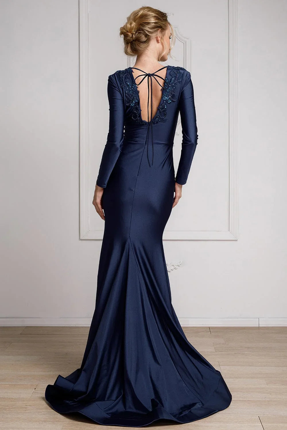 V-Neck Long Sleeve Embroidered Dress - Chloe Dress
