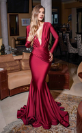 Mermaid V-Neck Long Sleeve Backless Floor-Length Prom Dress - Chloe Dress