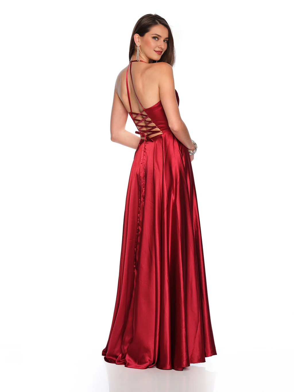 Satin Long Sleeve Pleated Dress - Chloe Dress