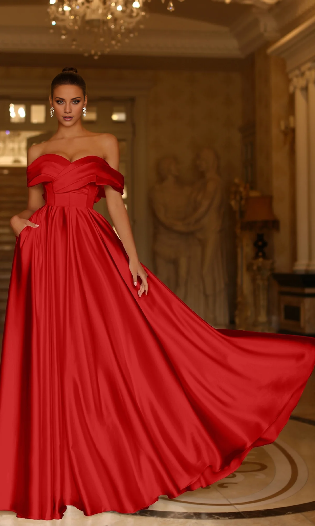 A-Line Off-Shoulder Backless Pleated Floor-Length Evening Dress - Chloe Dress