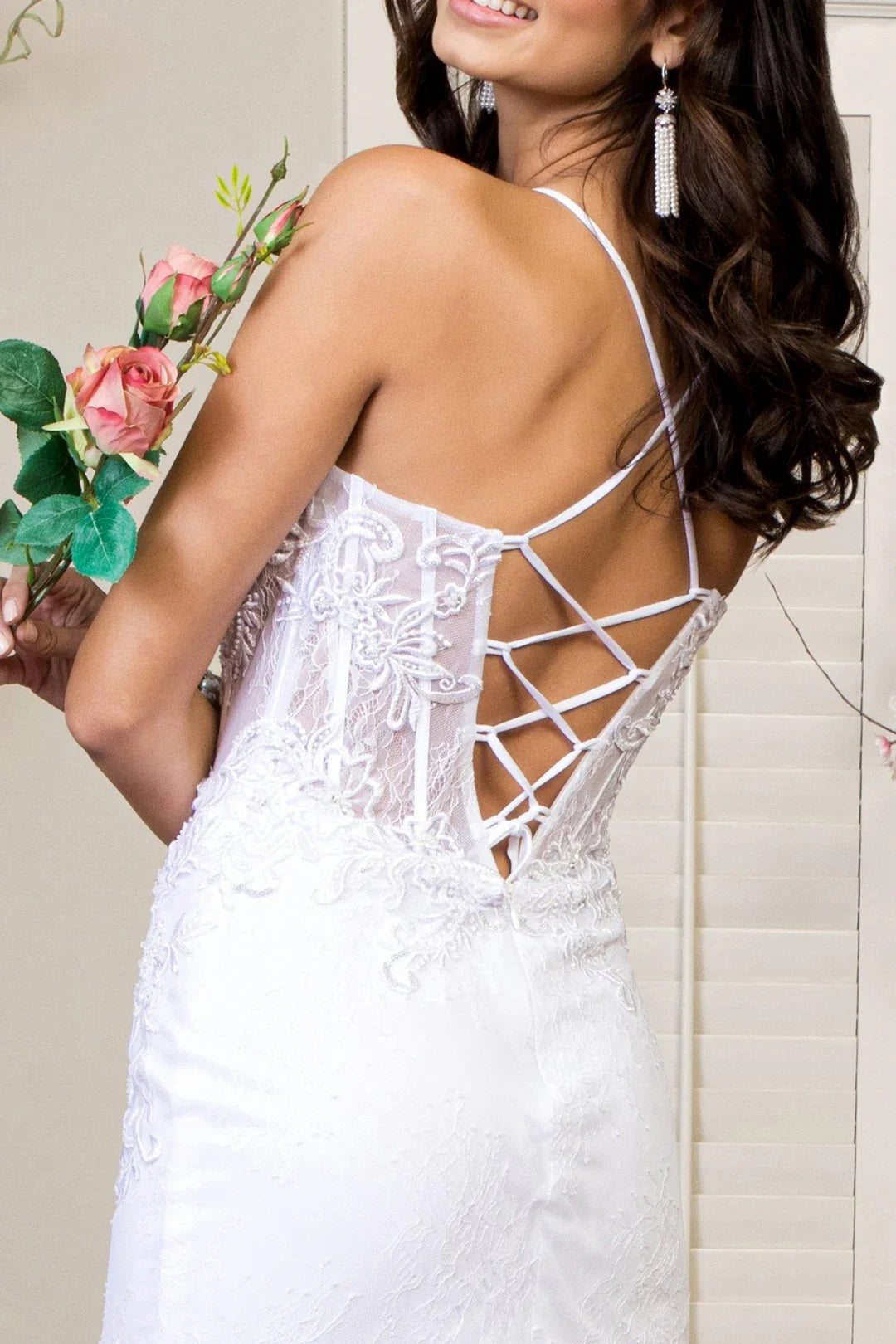 Mermaid Lace-Up Back Embroidered Wedding Dress - Chloe Dress