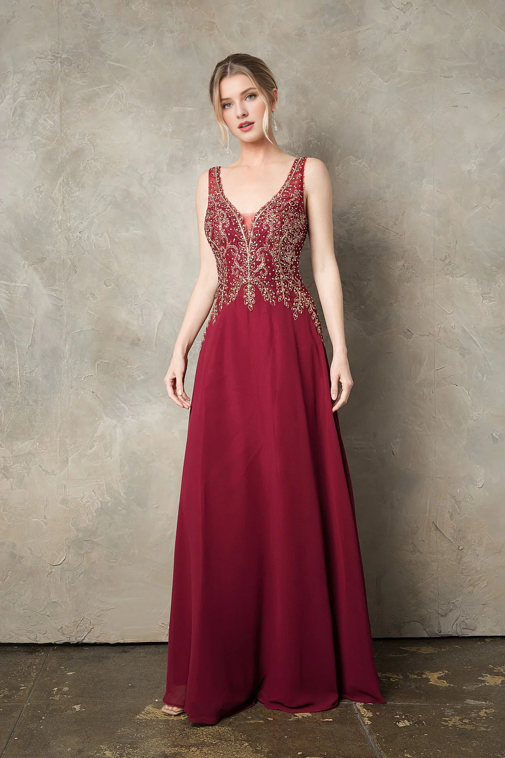 A-Line Chiffon Long Sleeve Dress - Chloe Dress