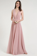 V-Neck Sleeveless Backless Pleated Floor-Length Evening Dress - Chloe Dress
