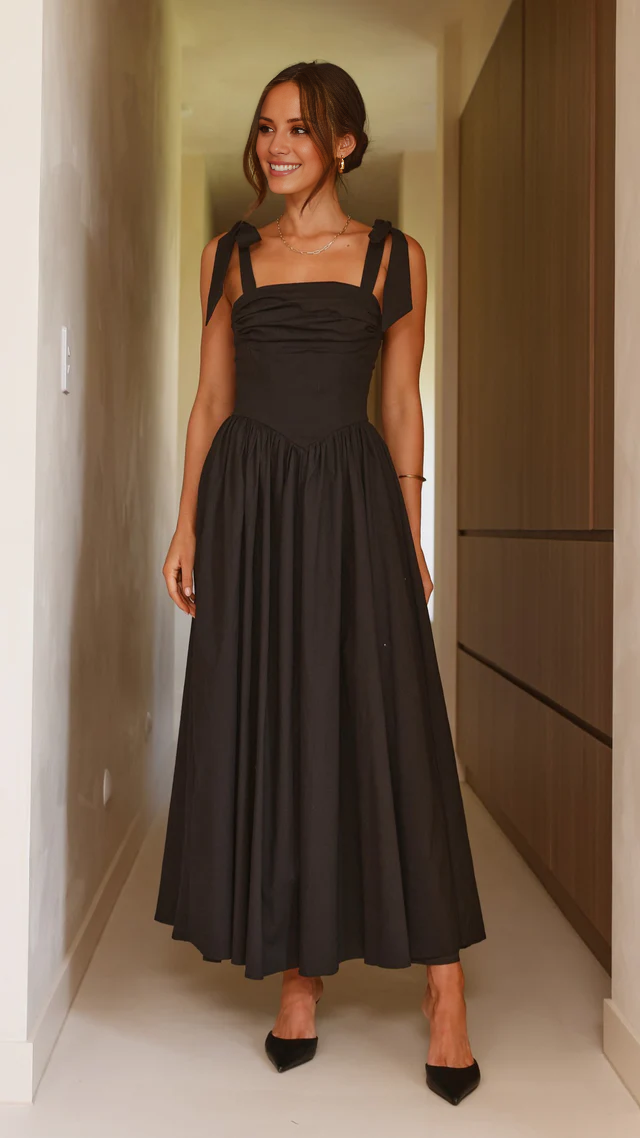 Square Neck Lace-Up Back Pleated Prom Dress - Chloe Dress