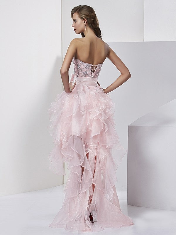 A-Line Strapless Organza Sleeveless Floor-Length Homecoming Dress - Chloe Dress