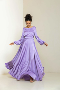 Satin Long Sleeve Floor-Length Prom Dress - Chloe Dress