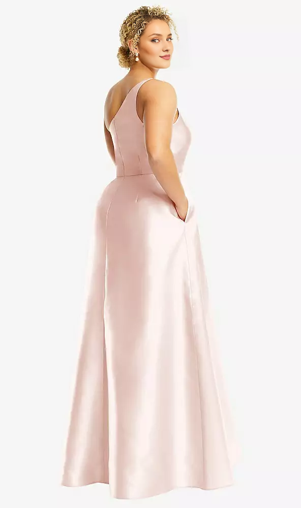One-Shoulder Satin High Slit Prom Dress - Chloe Dress