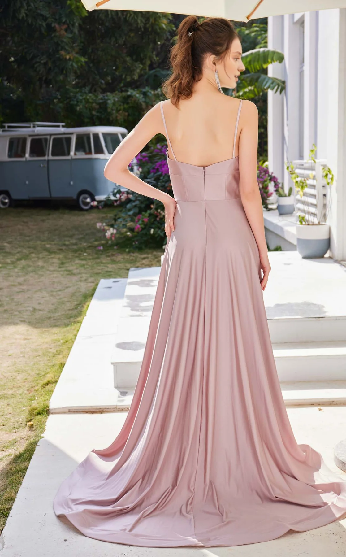 A-Line Satin Floor-Length Evening Dress - Chloe Dress