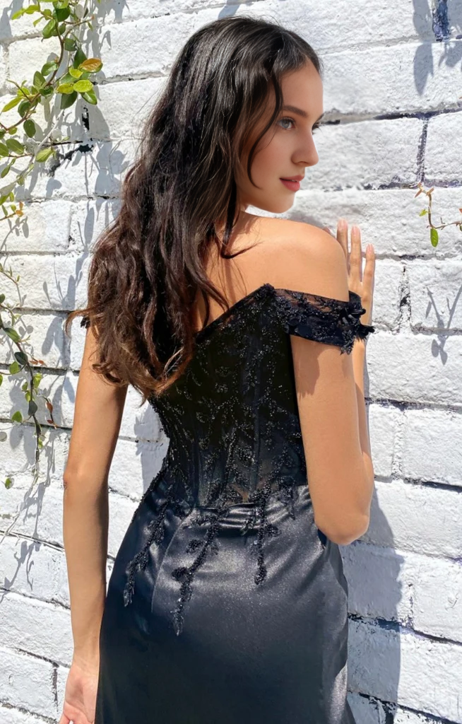 Black Off-Shoulder Evening Gown - Chloe Dress