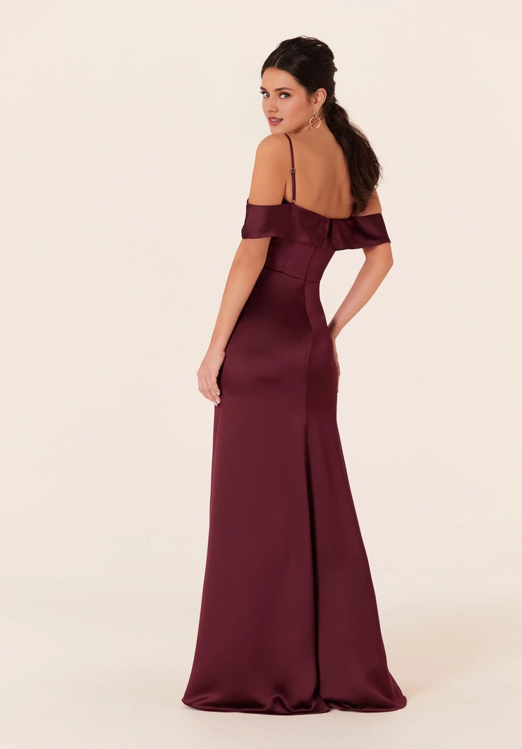 Off-Shoulder Satin High Slit Wedding Dress - Chloe Dress