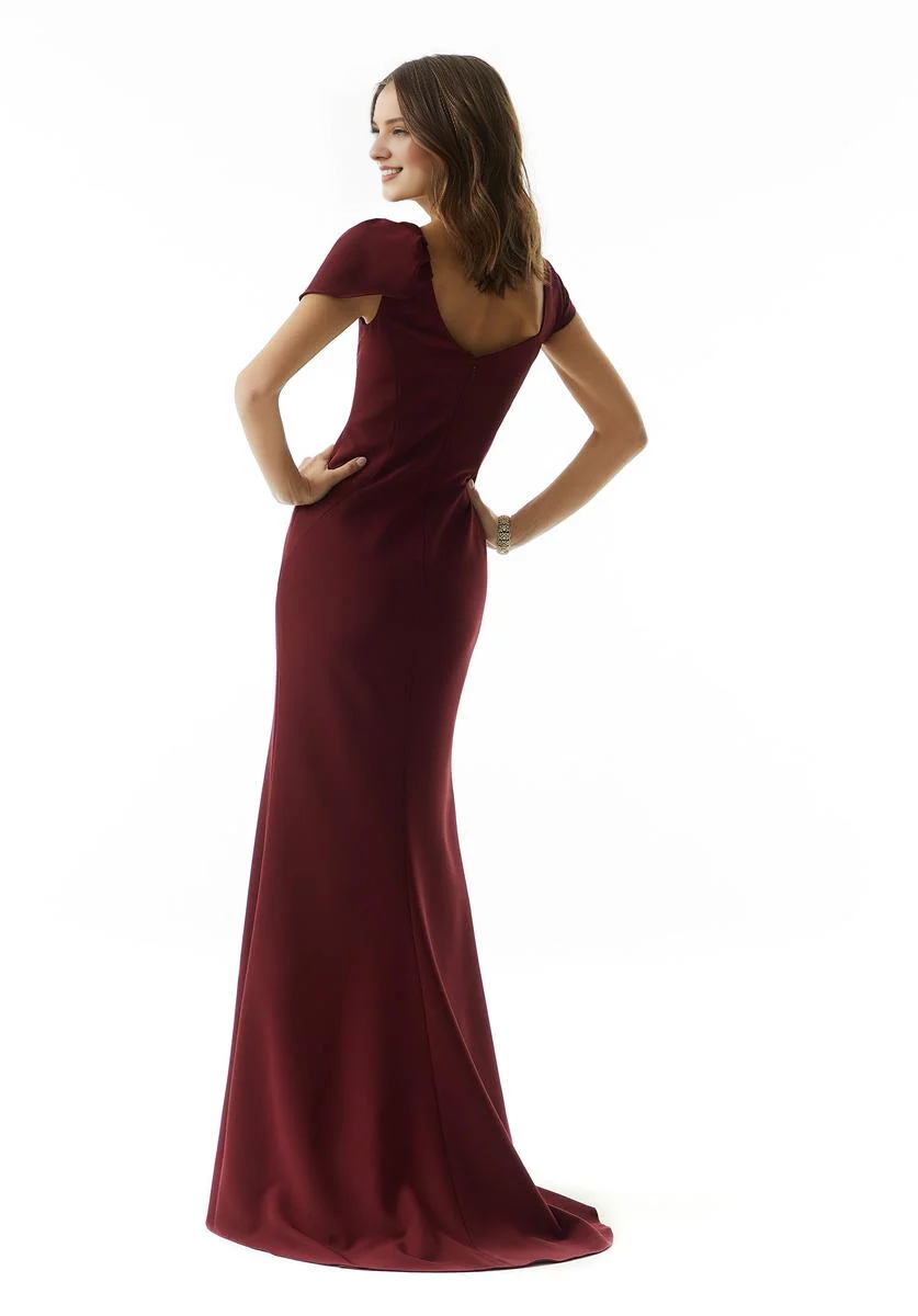 High Neck Short Sleeve Lace-Up Back Floor-Length Dress - Chloe Dress