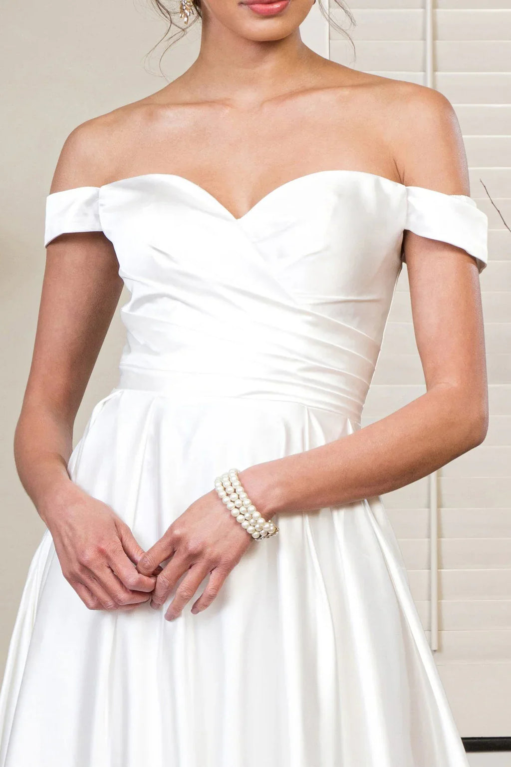 Off-Shoulder Satin Wedding Dress - Chloe Dress