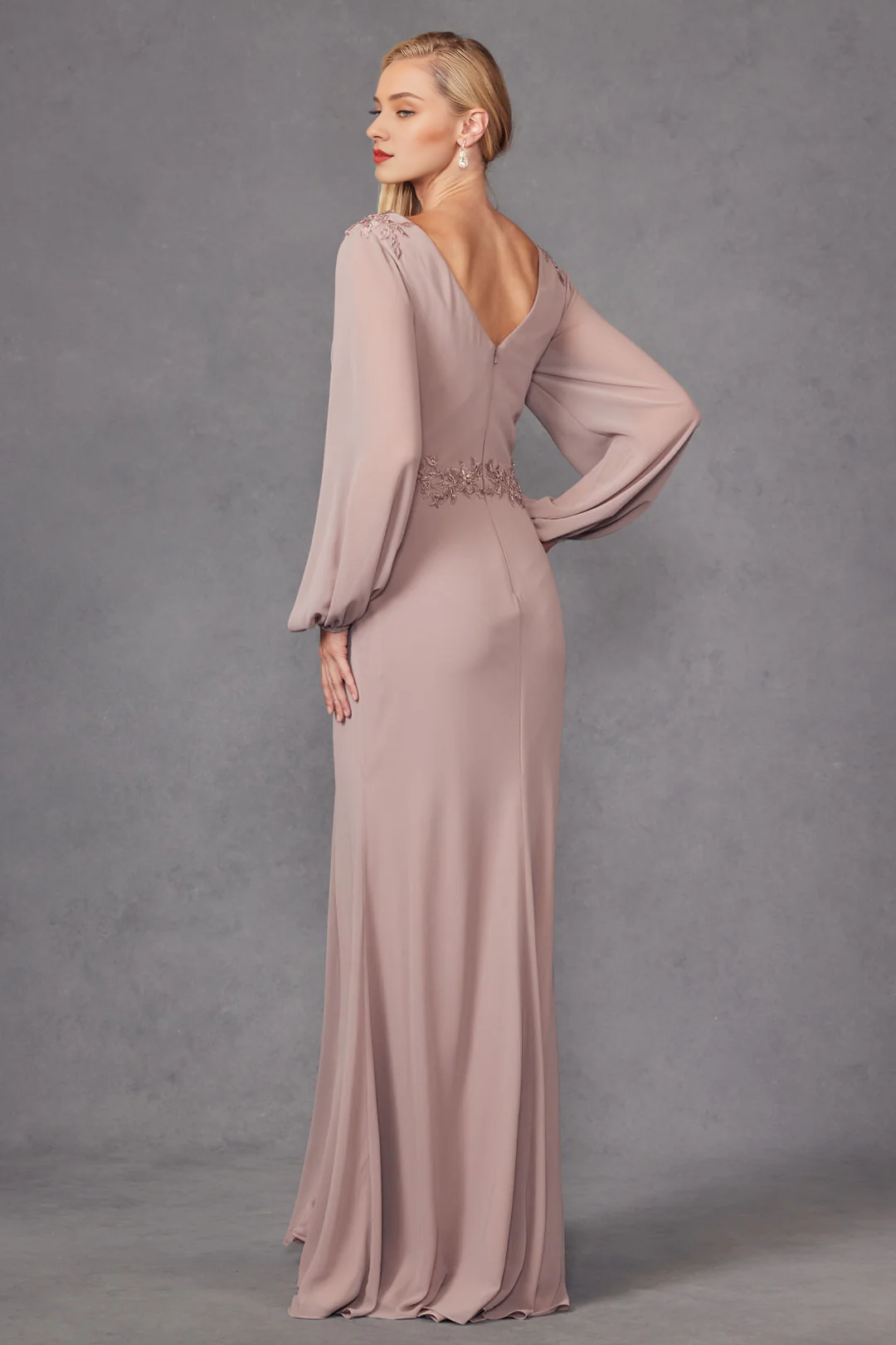 A-Line Long Sleeve High Slit Dress - Chloe Dress