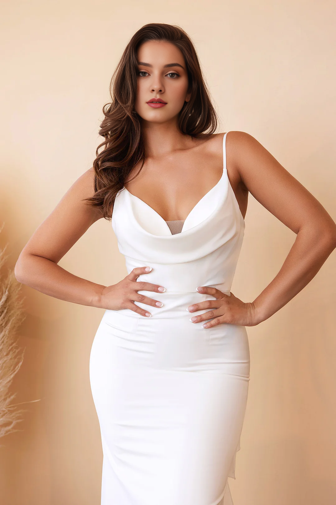 White Satin Wedding Dress - Chloe Dress