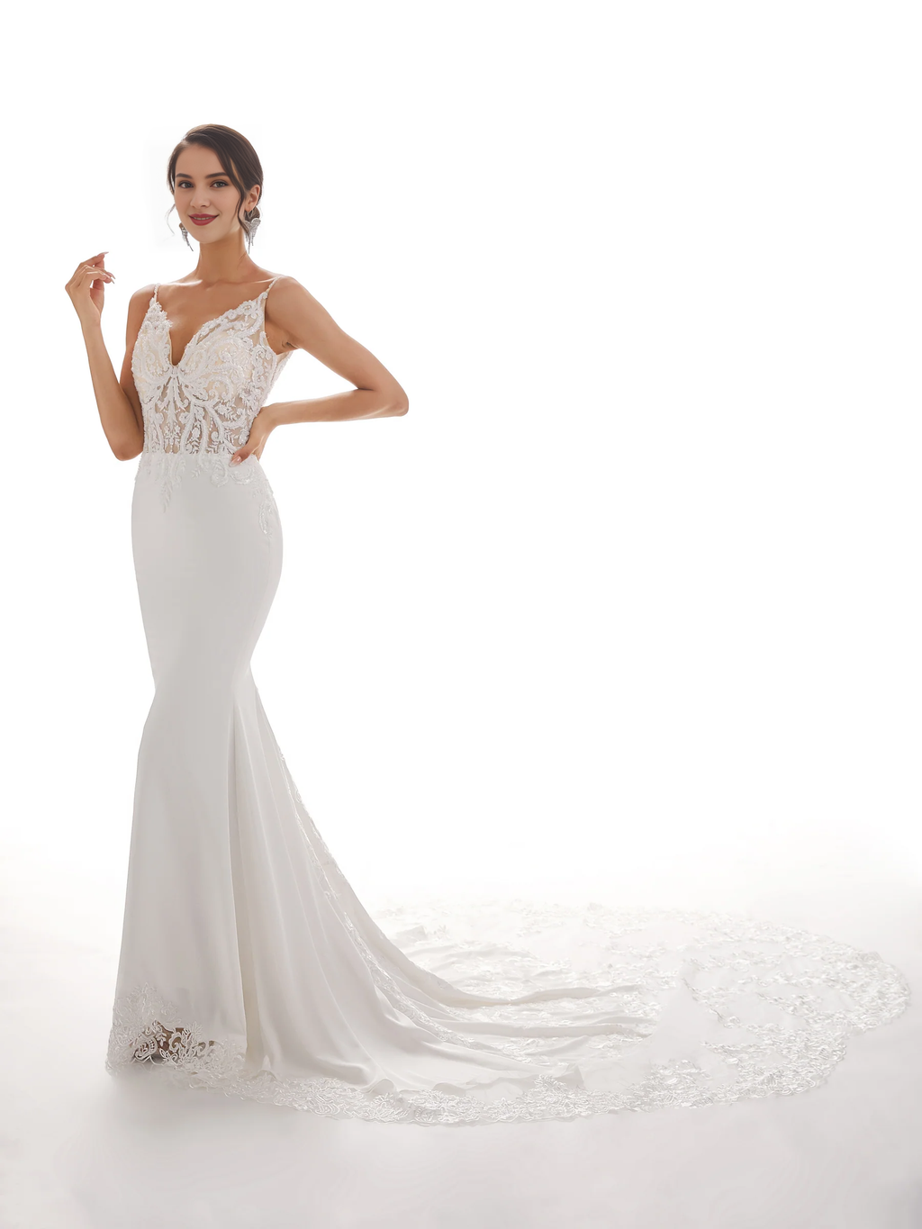 Ivory Lace Backless Wedding Dress - Chloe Dress