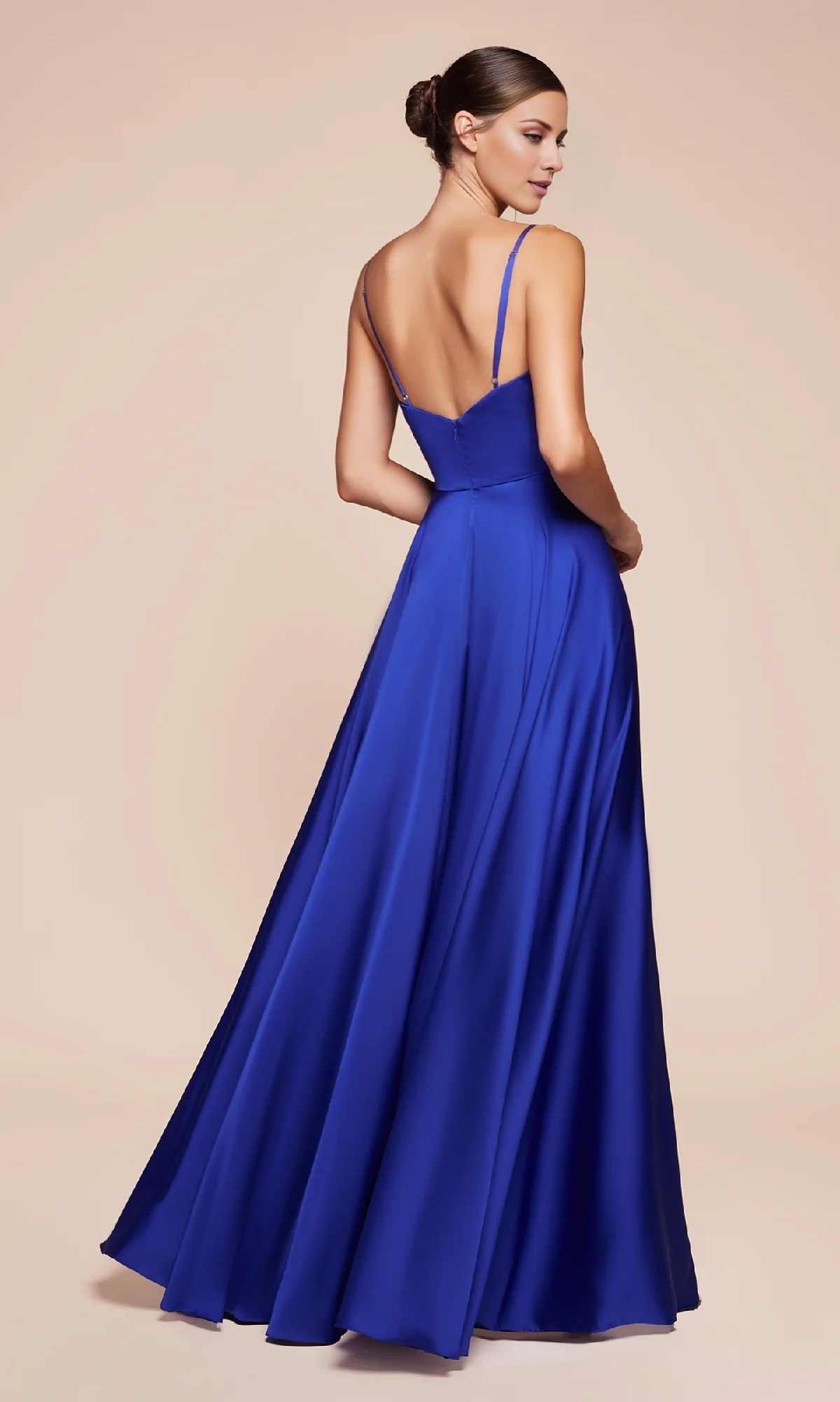 A-Line V-Neck Lace-Up Back High Slit Floor-Length Prom Dress - Chloe Dress