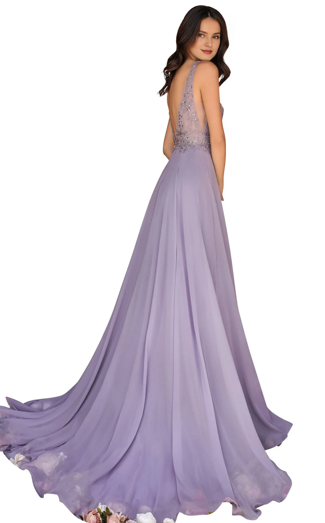 A-Line V-Neck Floor-Length Evening Dress - Chloe Dress