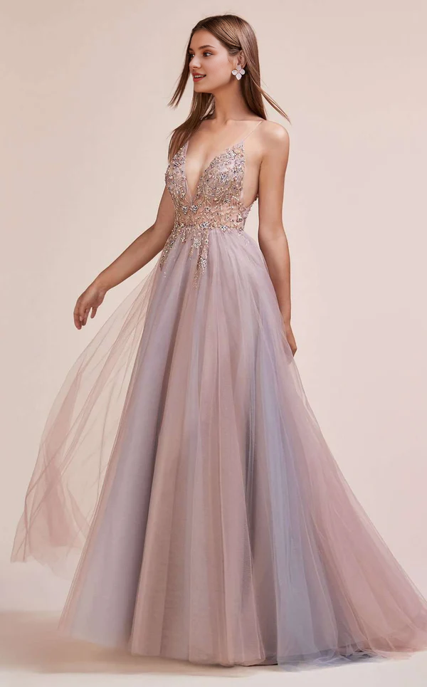 A-Line V-Neck Chiffon Embroidered Prom Dress - Chloe Dress