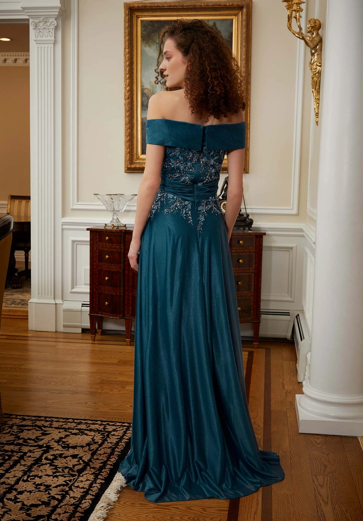 A-Line Off-Shoulder Lace-Up Back Evening Dress - Chloe Dress
