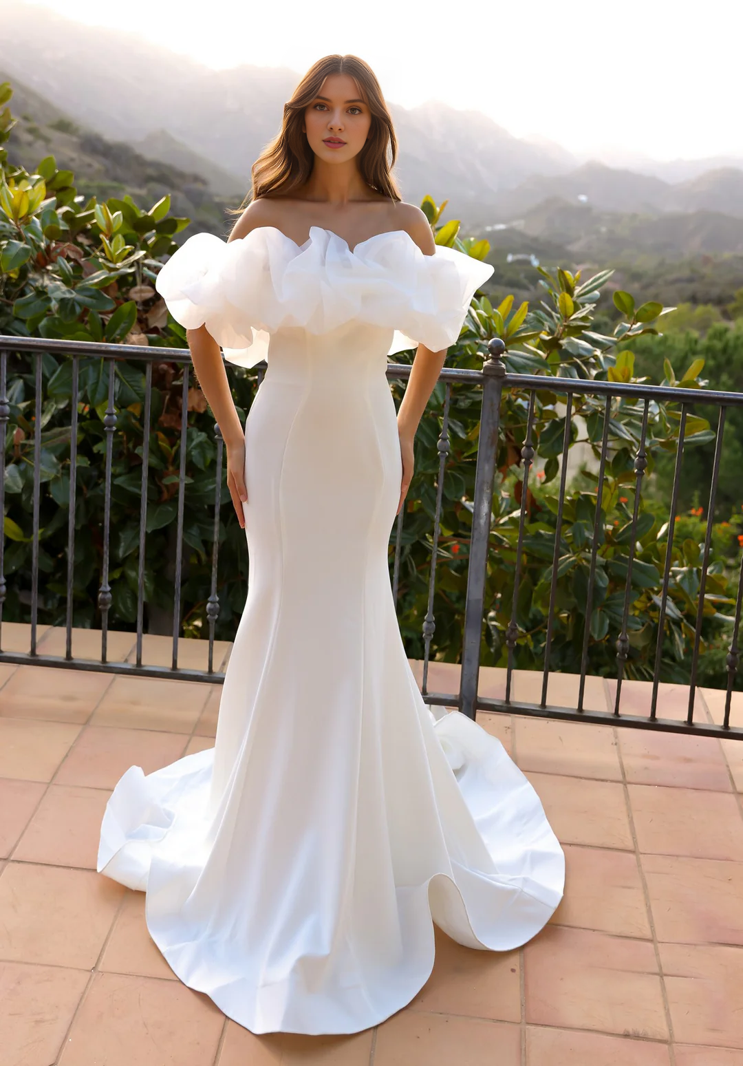 White Off-Shoulder Wedding Dress - Chloe Dress