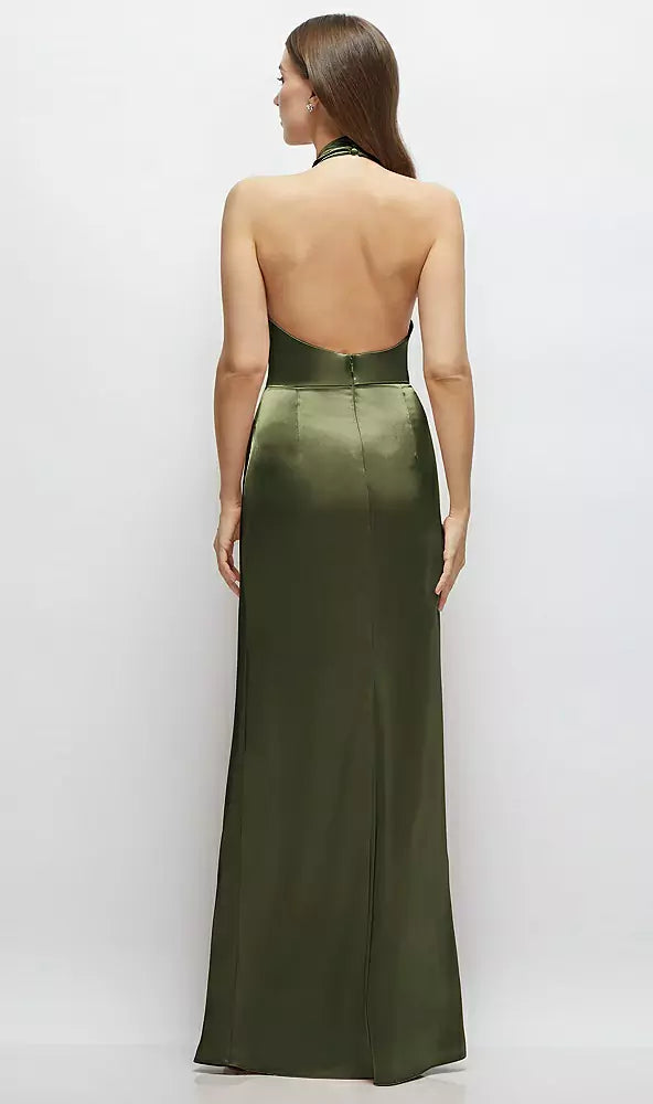 Cowl Neck Satin Backless Floor-Length Wedding Dress - Chloe Dress
