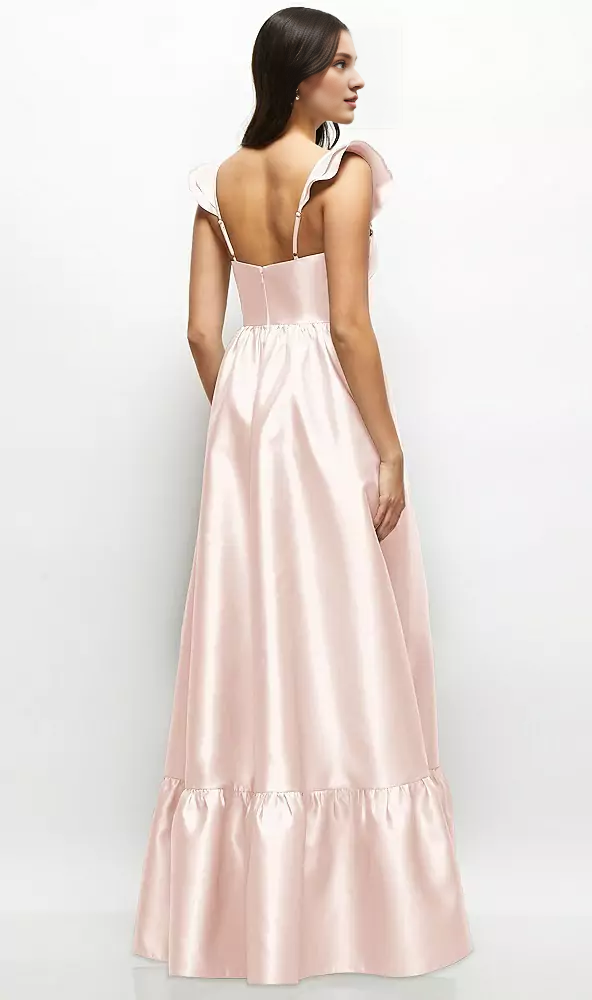 Satin Lace-Up Back Ruffled Wedding Dress - Chloe Dress