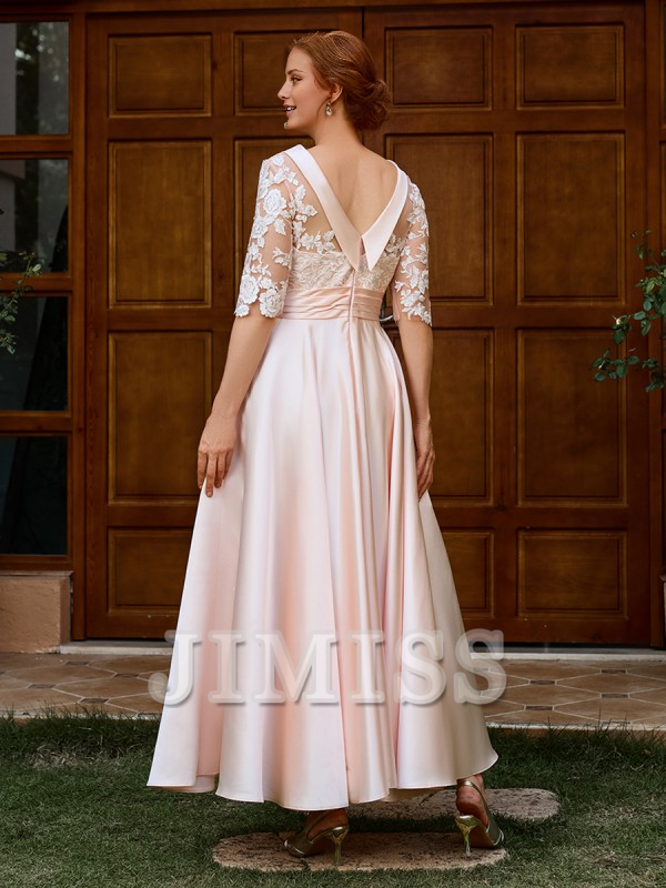 A-Line Satin Ankle-Length Dress - Chloe Dress
