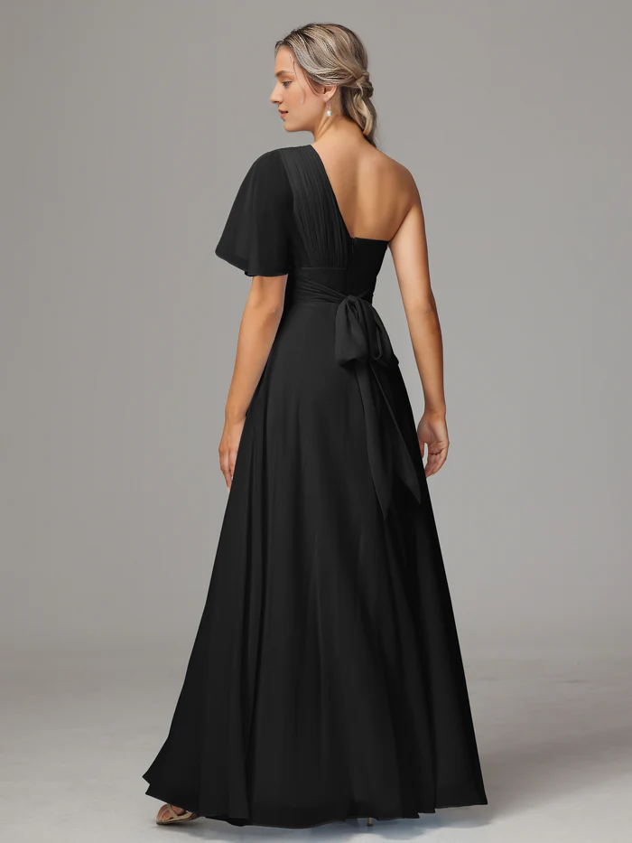 Chiffon High Slit Wedding Dress - Chloe Dress