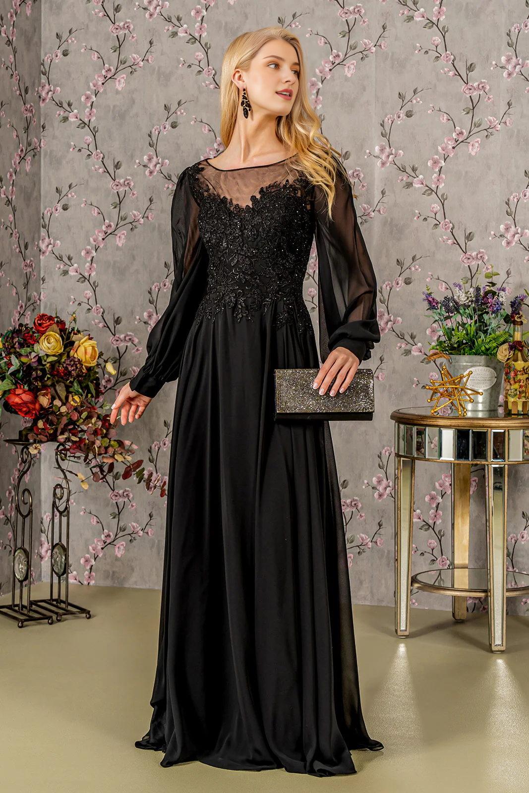 Chiffon Long Sleeve Dress - Chloe Dress