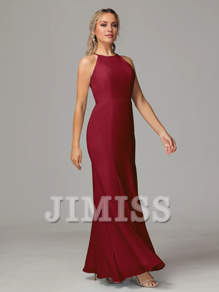 Chiffon Backless High Slit Wedding Dress - Chloe Dress