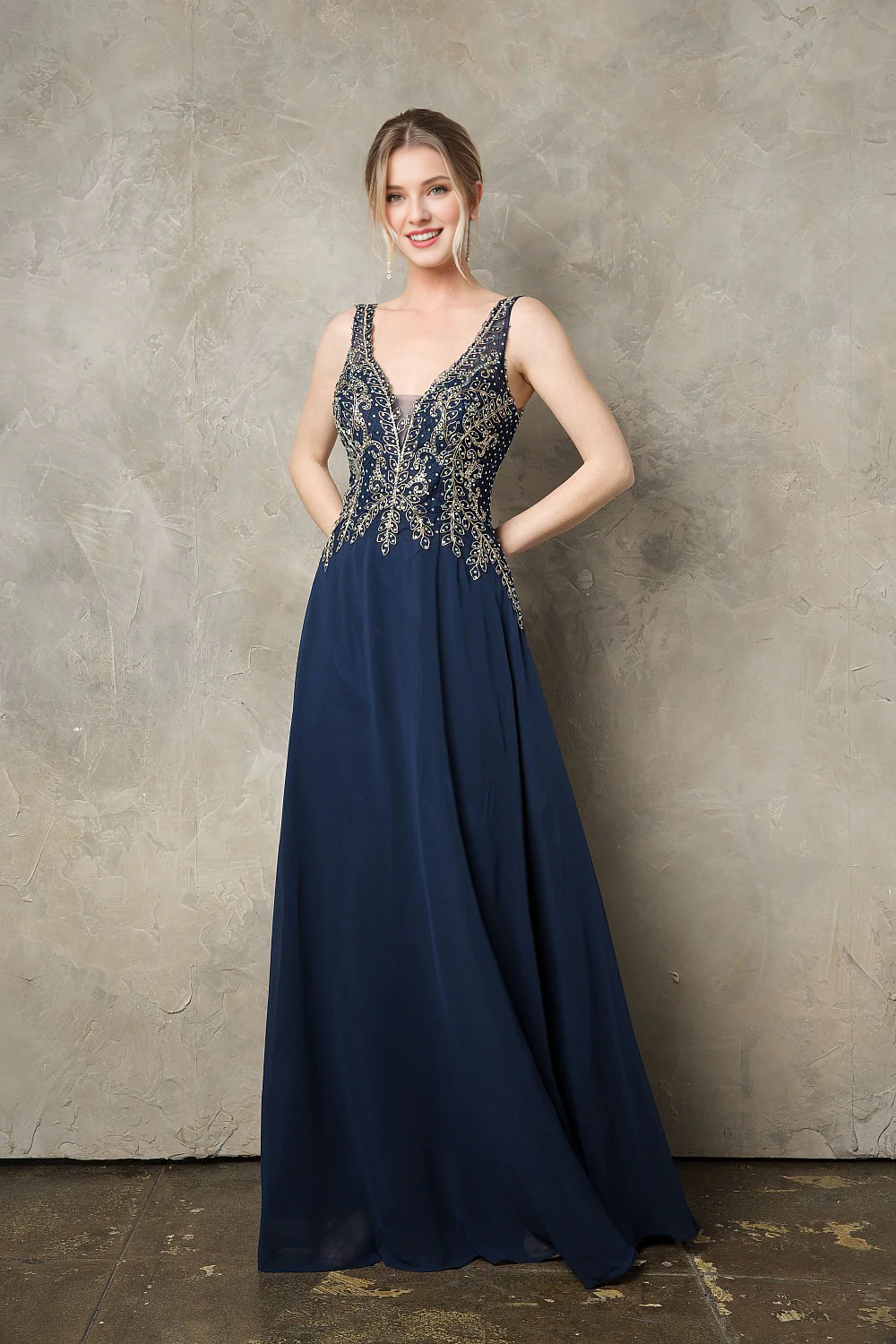 A-Line Chiffon Long Sleeve Dress - Chloe Dress
