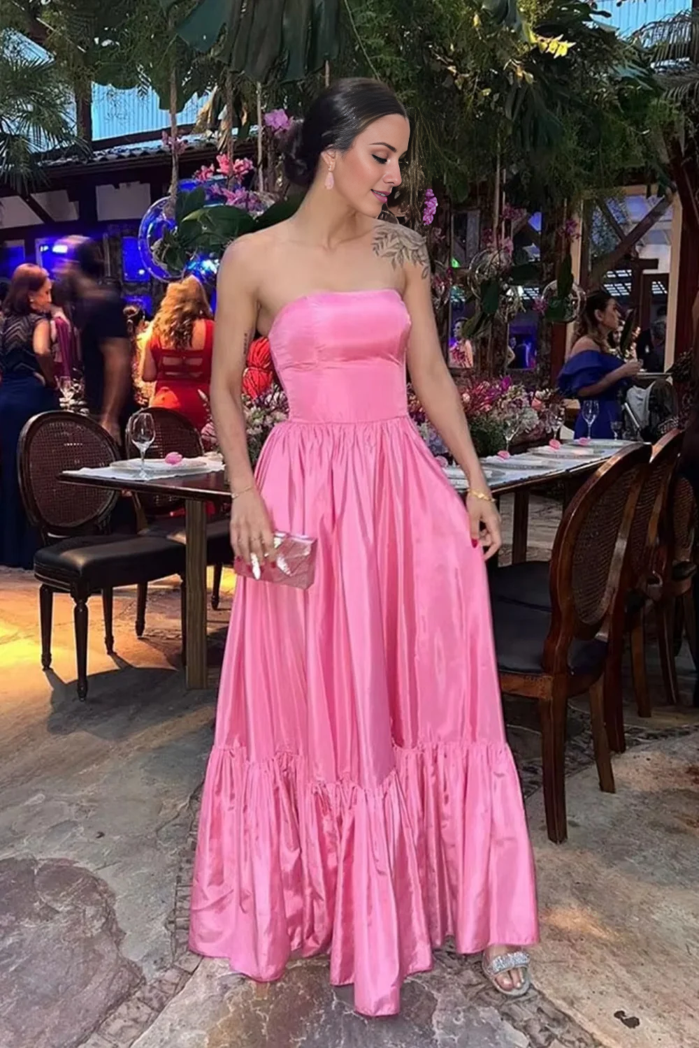 A-Line Off-Shoulder High Slit Floor-Length Dress - Chloe Dress