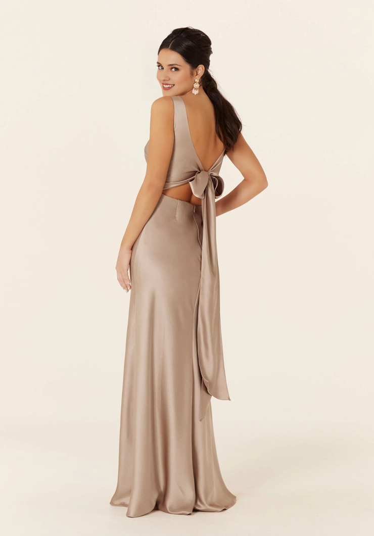 V-Neck Satin Sleeveless Lace-Up Back Wedding Dress - Chloe Dress