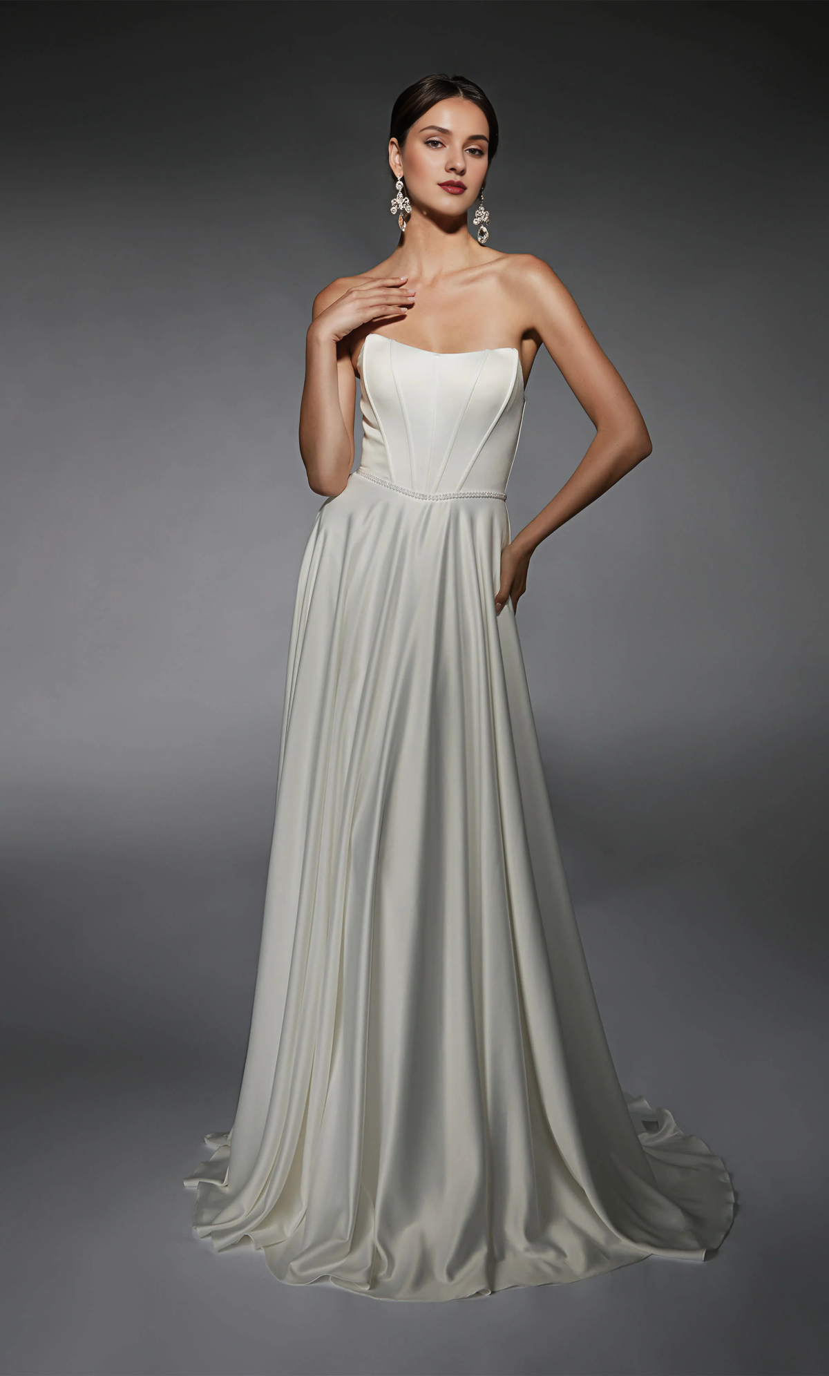 A-Line Strapless Satin Backless Wedding Dress - Chloe Dress