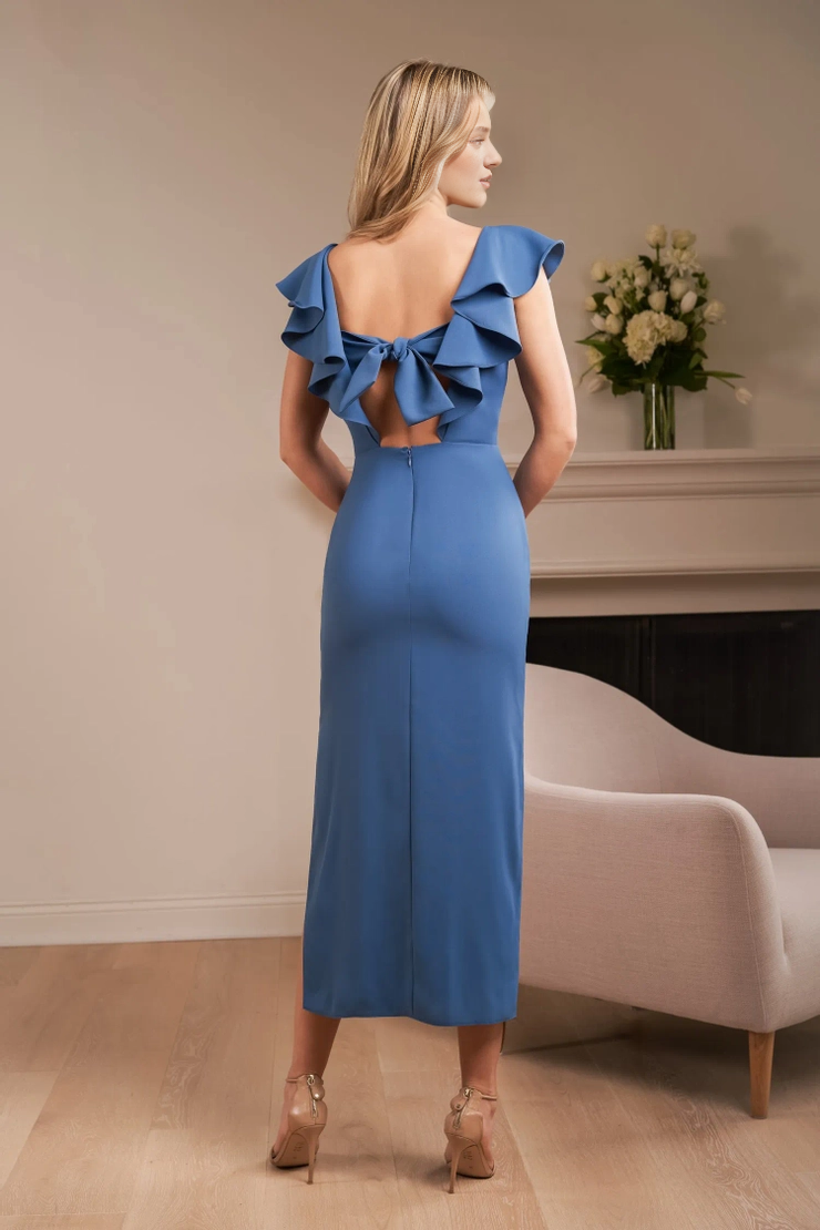 V-Neck Crepe Ruffled Wedding Dress - Chloe Dress