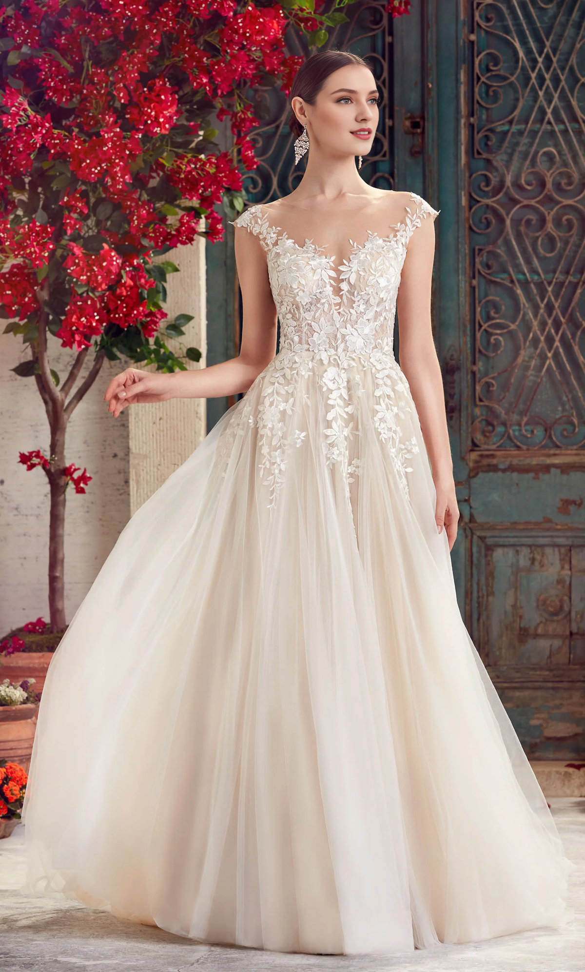 V-Neck Lace Lace-Up Back Wedding Dress - Chloe Dress