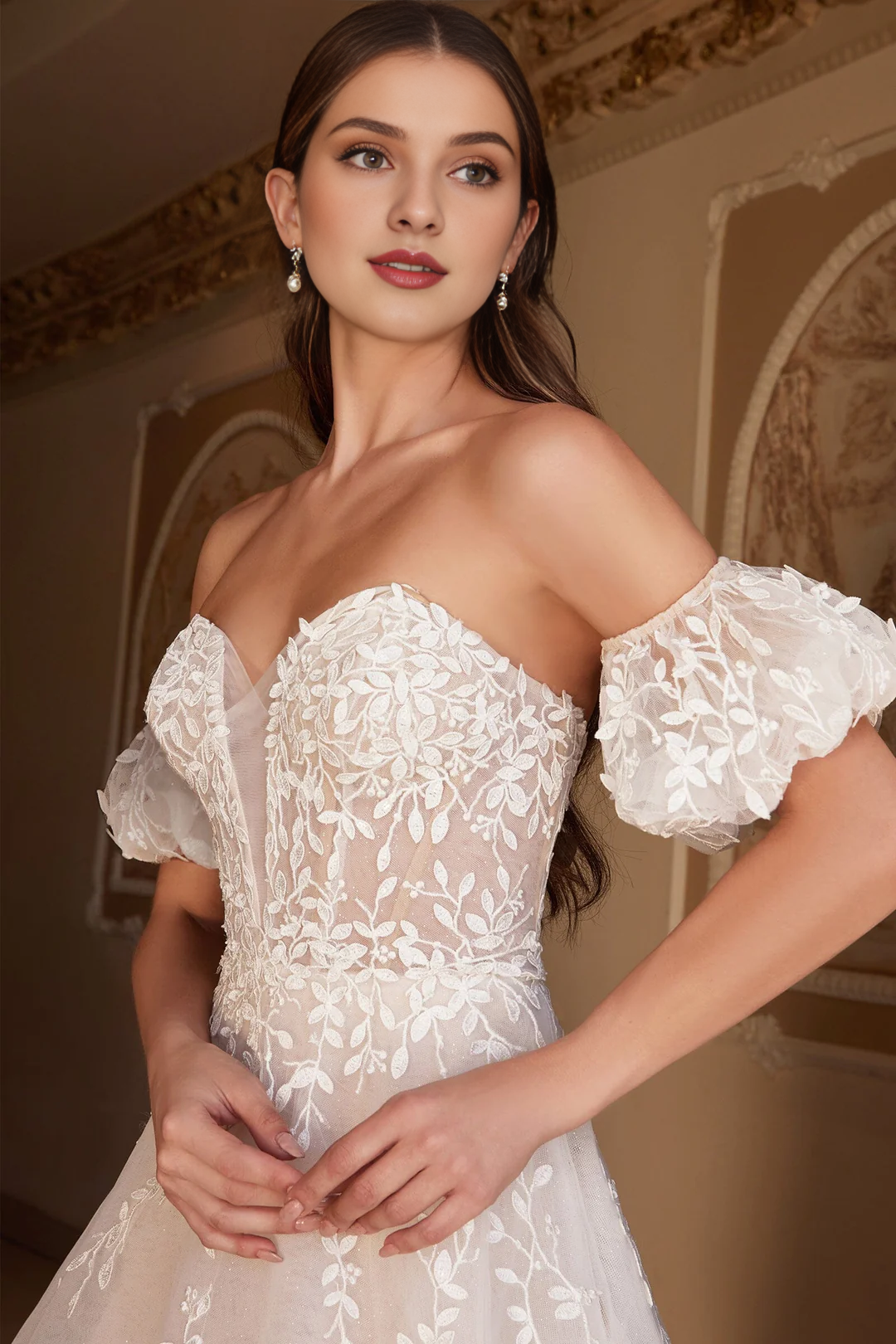Sweetheart Chiffon Embroidered Wedding Dress - Chloe Dress