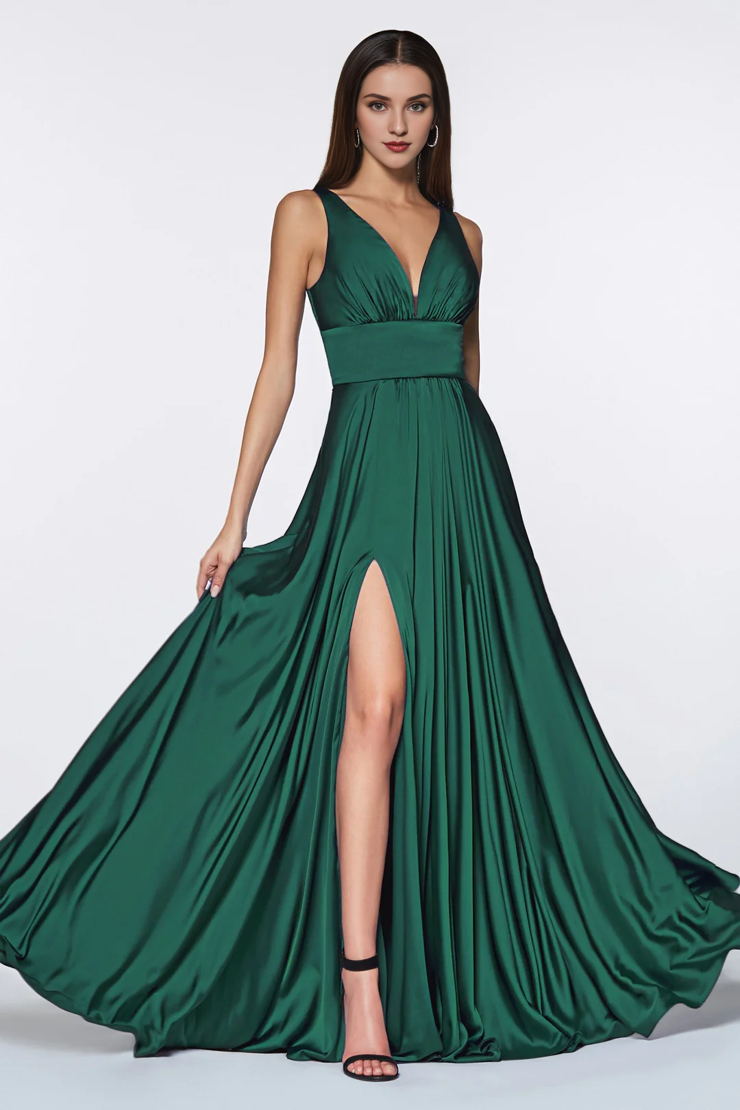 V-Neck Long Sleeve High Slit Dress - Chloe Dress