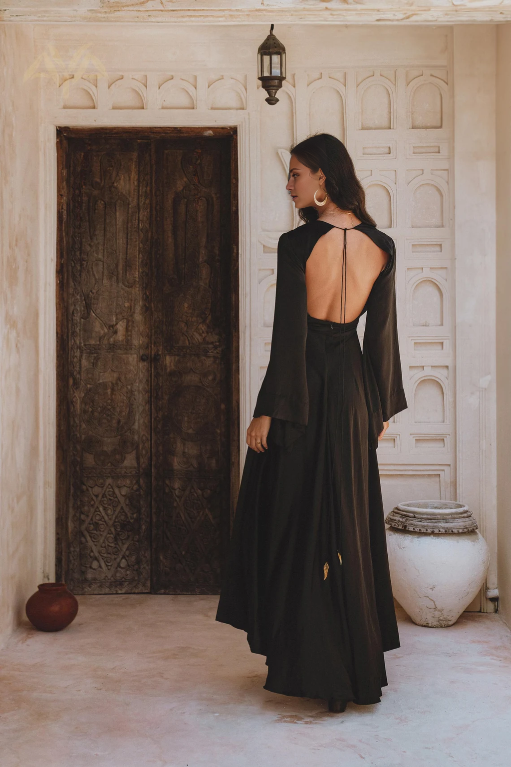 V-Neck Long Sleeve Backless Floor-Length Evening Dress - Chloe Dress
