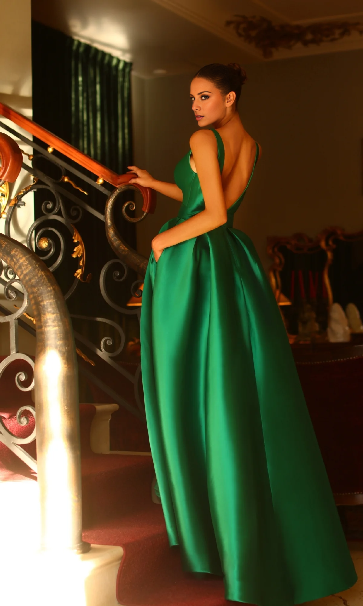 A-Line V-Neck High Slit Floor-Length Evening Dress - Chloe Dress
