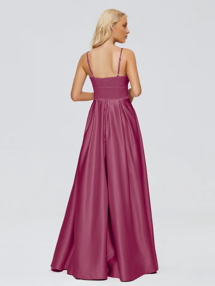 V-Neck Satin Floor-Length Wedding Dress - Chloe Dress