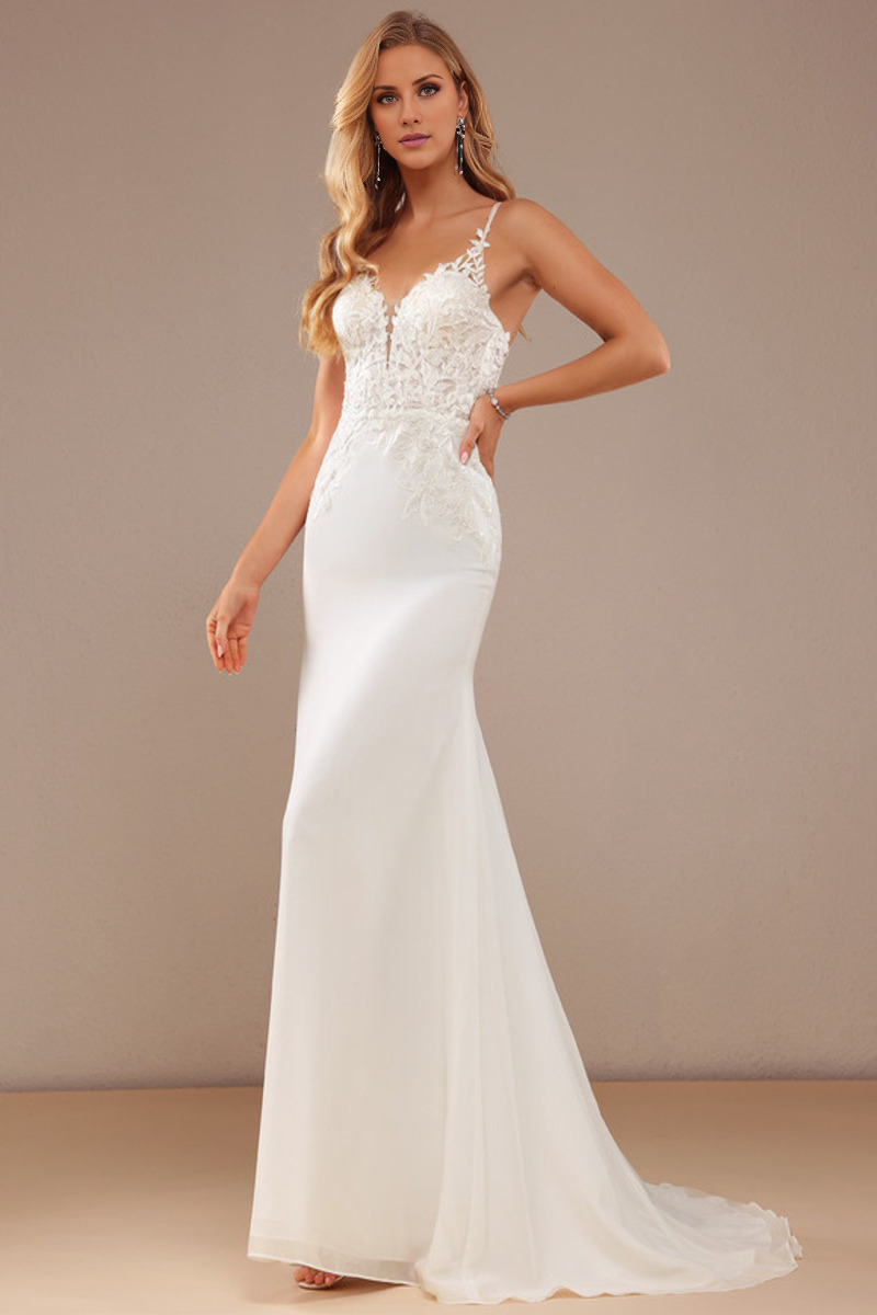 V-Neck Chiffon Wedding Dress - Chloe Dress