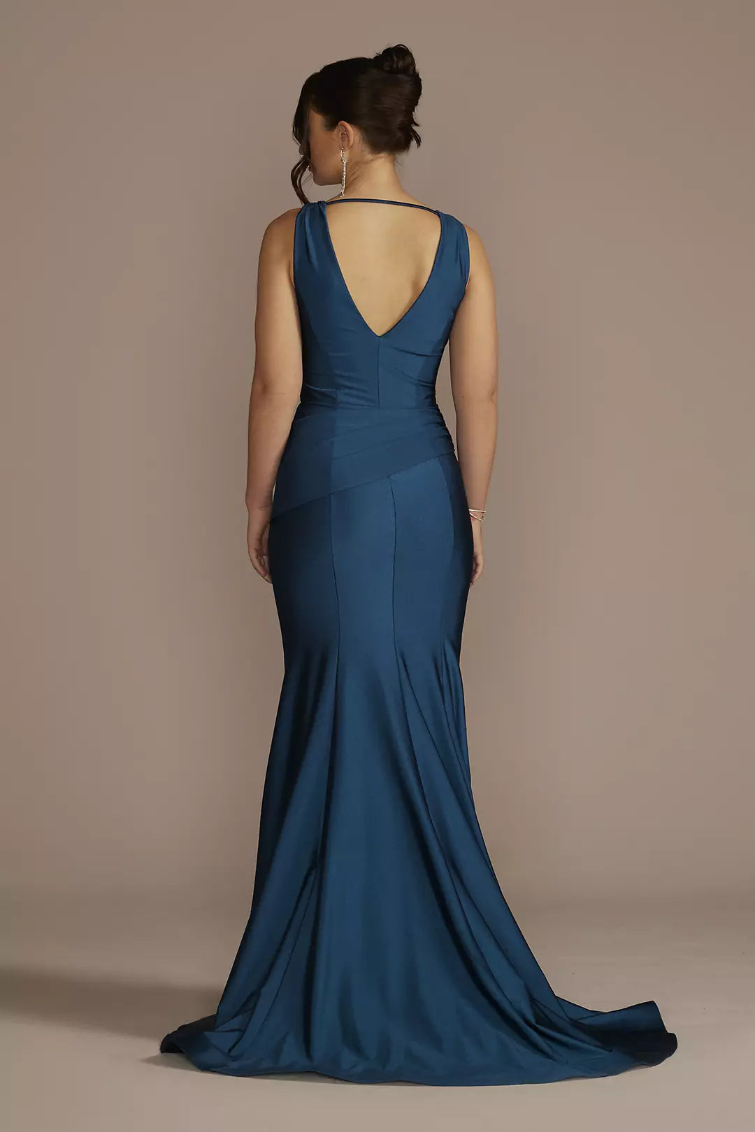 Mermaid Plunging Satin Draped Prom Dress - Chloe Dress