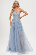 A-Line V-Neck Chiffon Floor-Length Evening Gown - Chloe Dress
