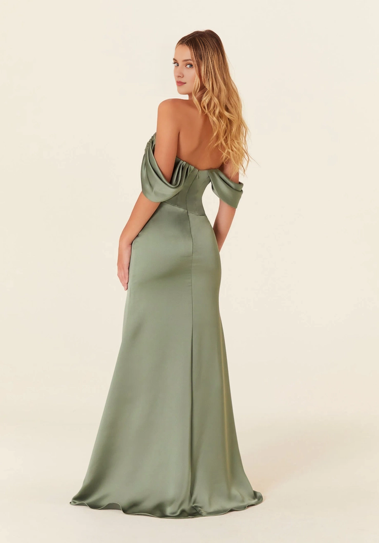 Satin Lace-Up Back Draped Wedding Dress - Chloe Dress