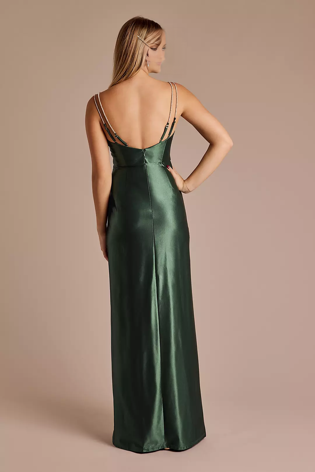 V-Neck Satin High Slit Floor-Length Prom Dress - Chloe Dress