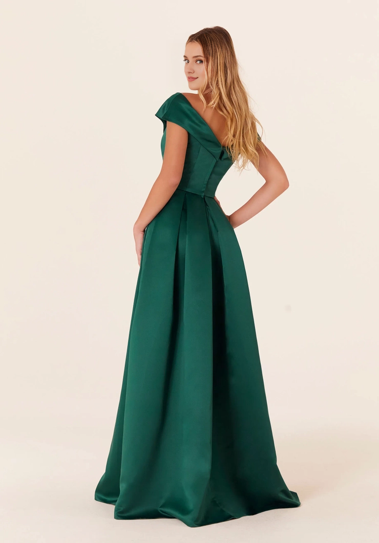 A-Line Off-Shoulder Satin Short Sleeve High Slit Mini Wedding Dress - Chloe Dress